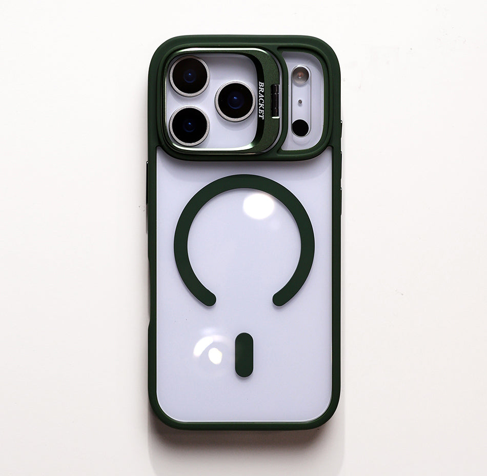 Luxury Magnetic Shockproof Phone Case For iPhone 16 17 Pro Max Plus 16E Funda Stand Glass Lens Protection Cover