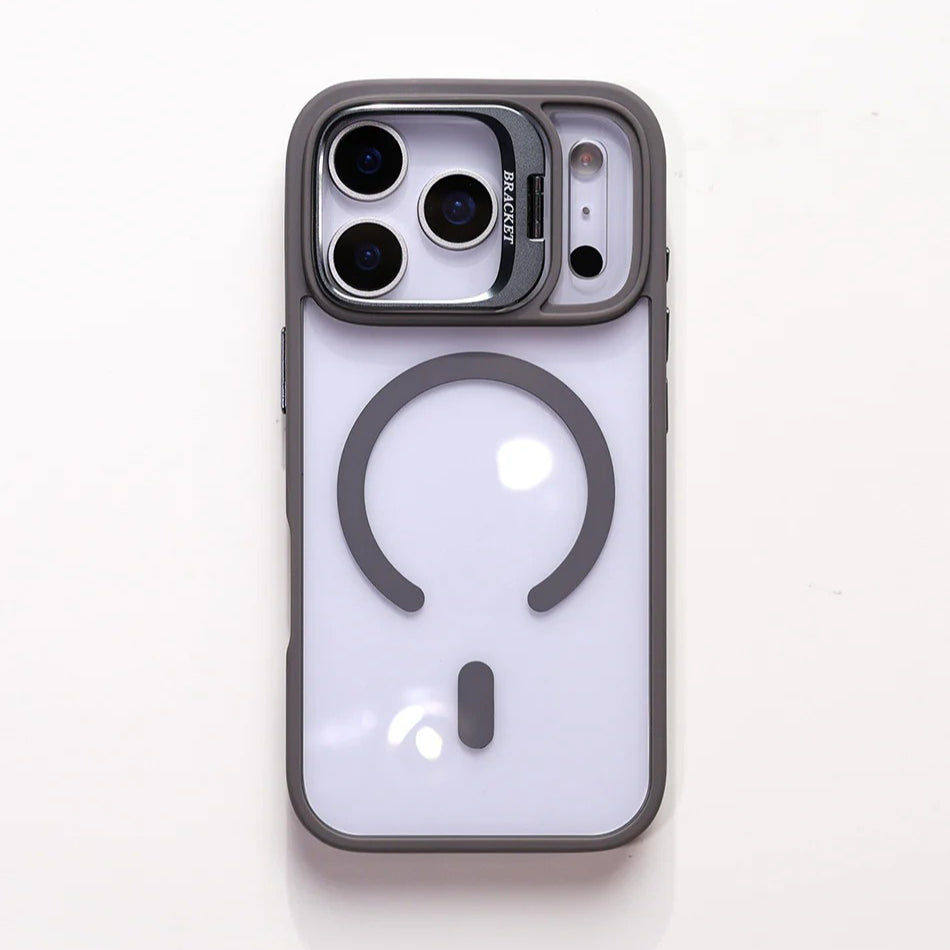 Luxury Magnetic Shockproof Phone Case For iPhone 16 17 Pro Max Plus 16E Funda Stand Glass Lens Protection Cover