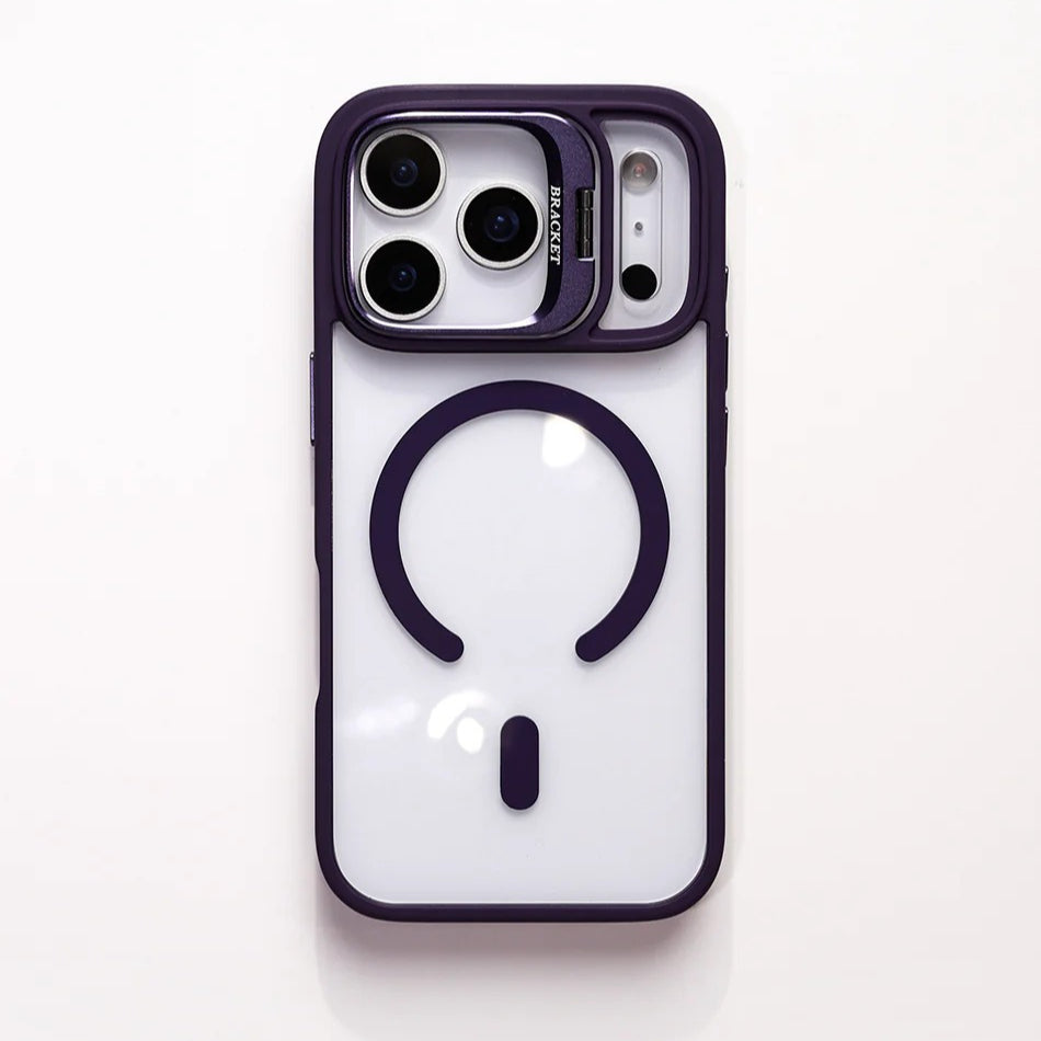 Luxury Magnetic Shockproof Phone Case For iPhone 16 17 Pro Max Plus 16E Funda Stand Glass Lens Protection Cover
