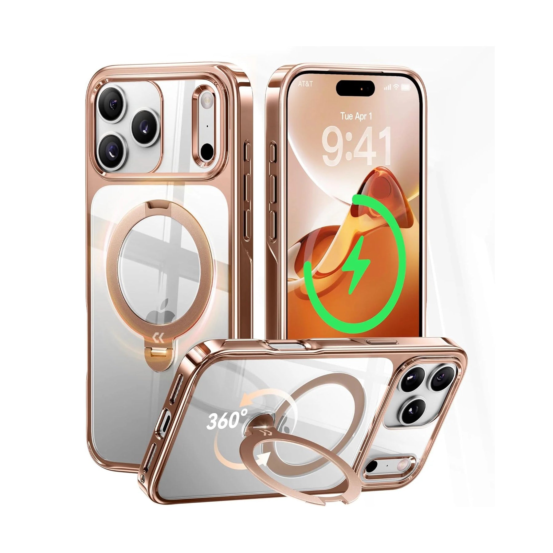 iPhone 17 Pro Max Case with 360 Spin Magnetic Stand
