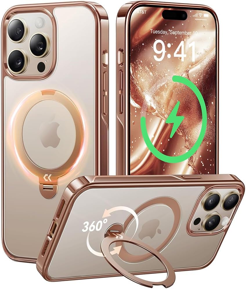 iPhone 17 Pro Max Case with 360 Spin Magnetic Stand