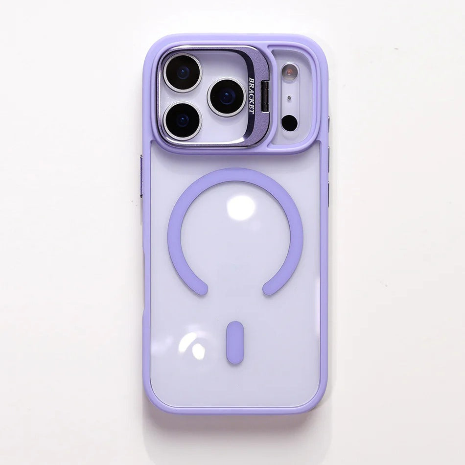 Luxury Magnetic Shockproof Phone Case For iPhone 16 17 Pro Max Plus 16E Funda Stand Glass Lens Protection Cover