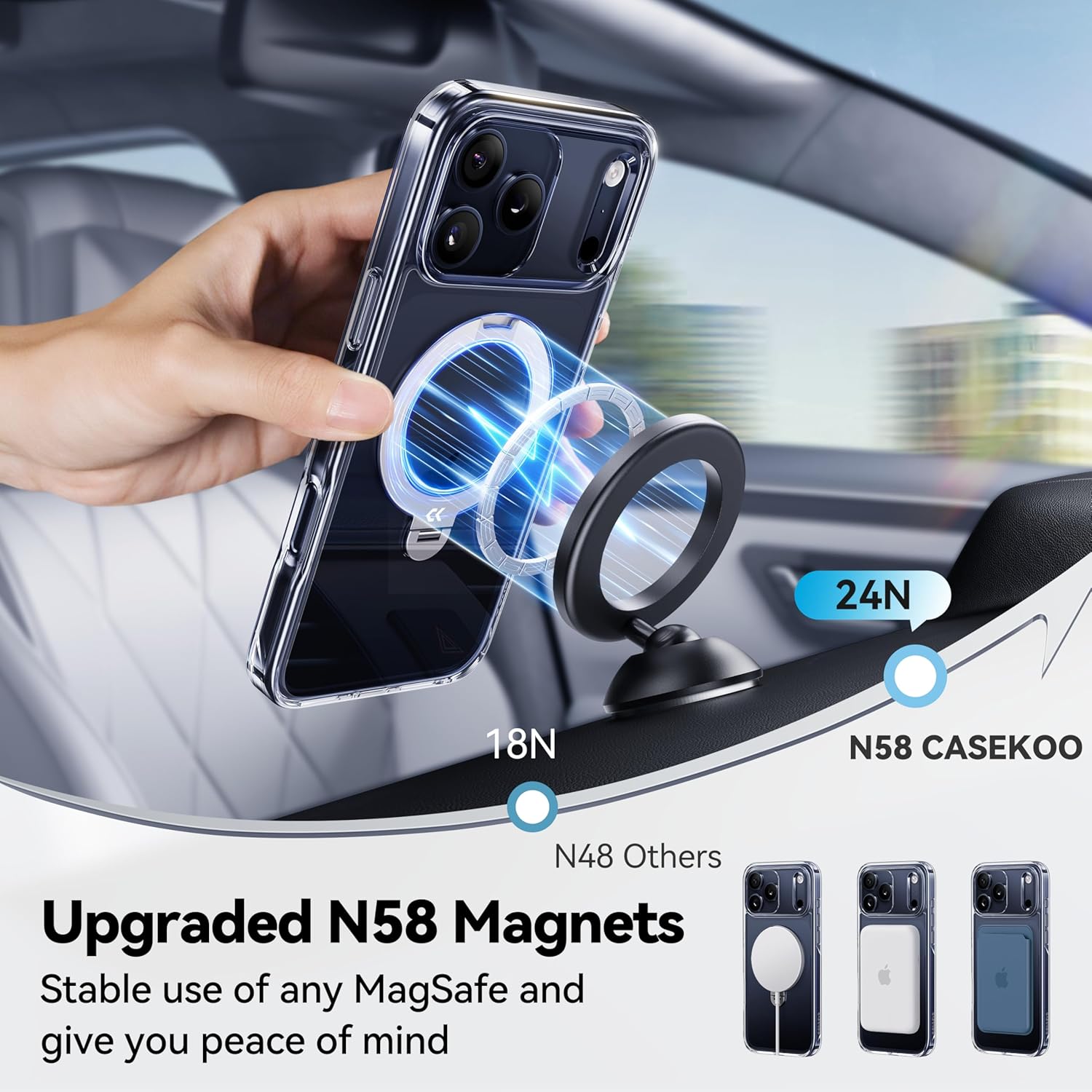 iPhone 17 Pro Max Case with 360 Spin Magnetic Stand