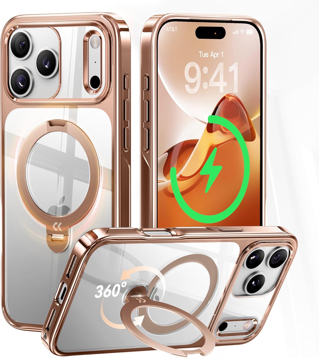 iPhone 17 Pro Max Case with 360 Spin Magnetic Stand