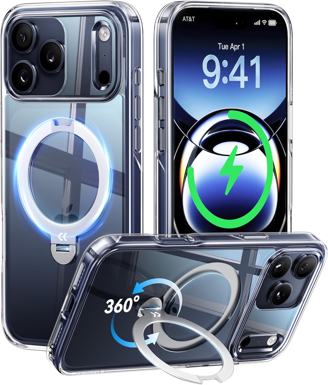 iPhone 17 Pro Max Case with 360 Spin Magnetic Stand