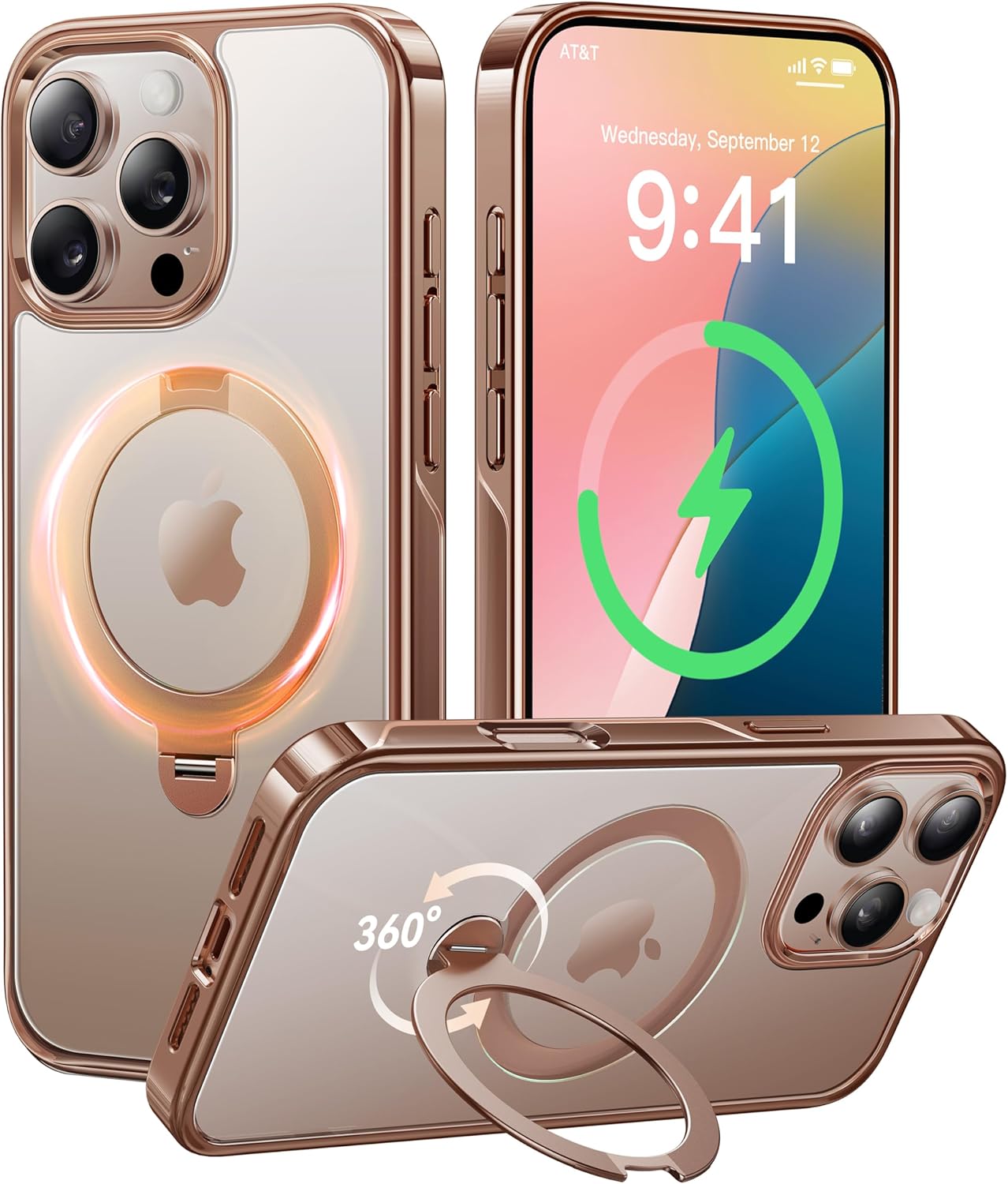 iPhone 17 Pro Max Case with 360 Spin Magnetic Stand