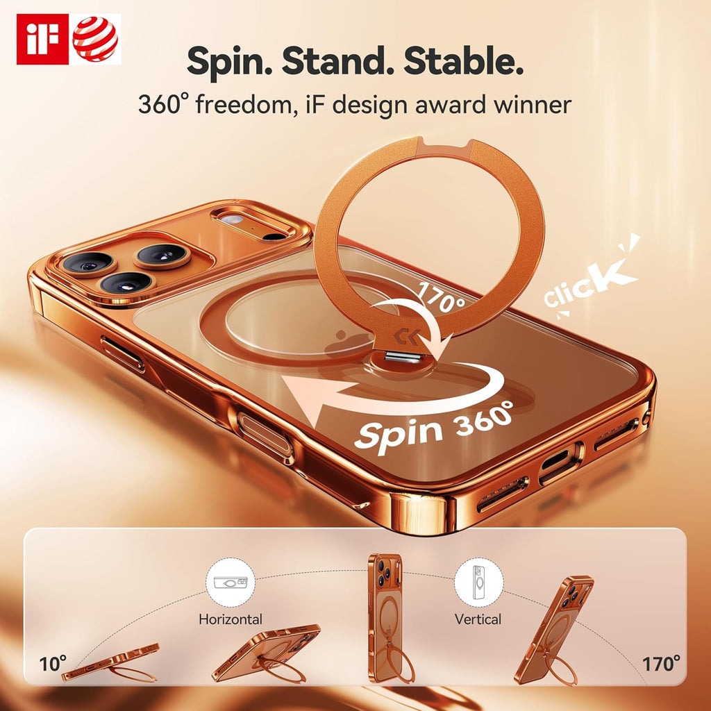 iPhone 17 Pro Max Case with 360 Spin Magnetic Stand