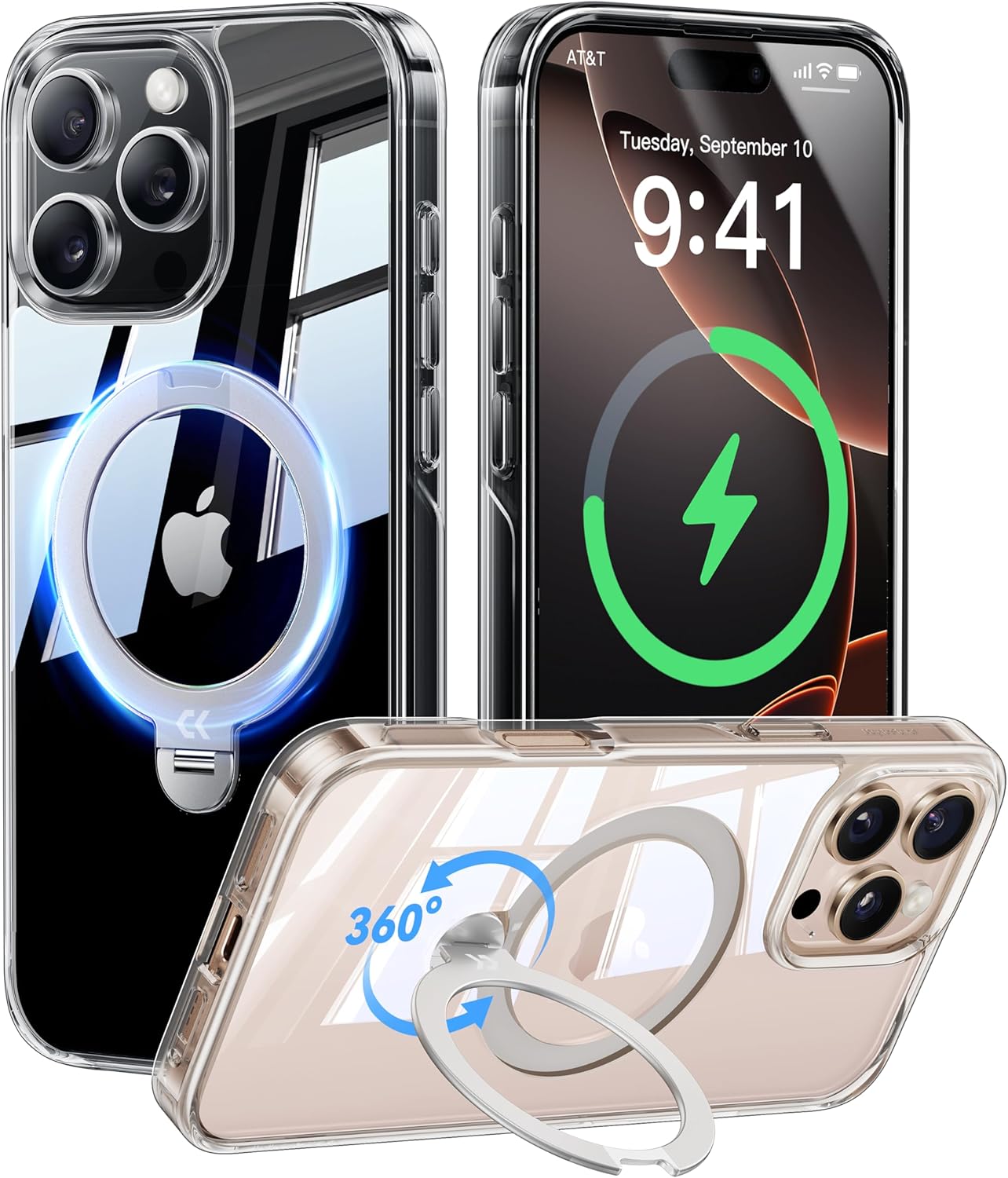 iPhone 17 Pro Max Case with 360 Spin Magnetic Stand
