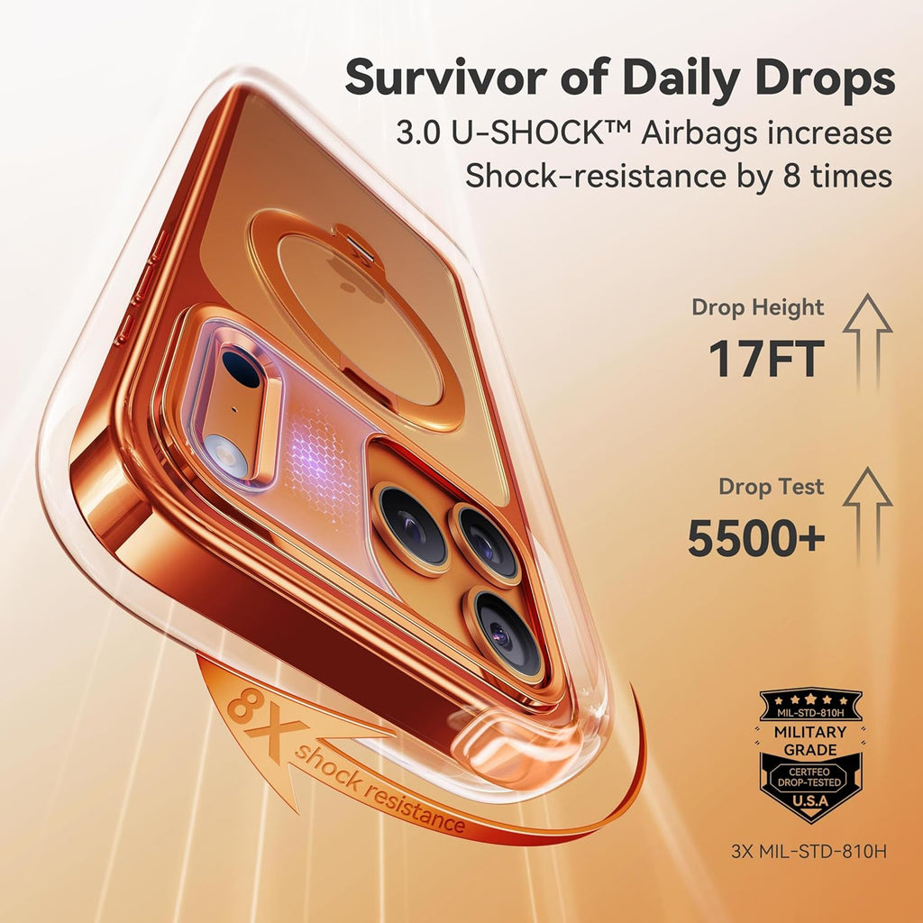 iPhone 17 Pro Max Case with 360 Spin Magnetic Stand