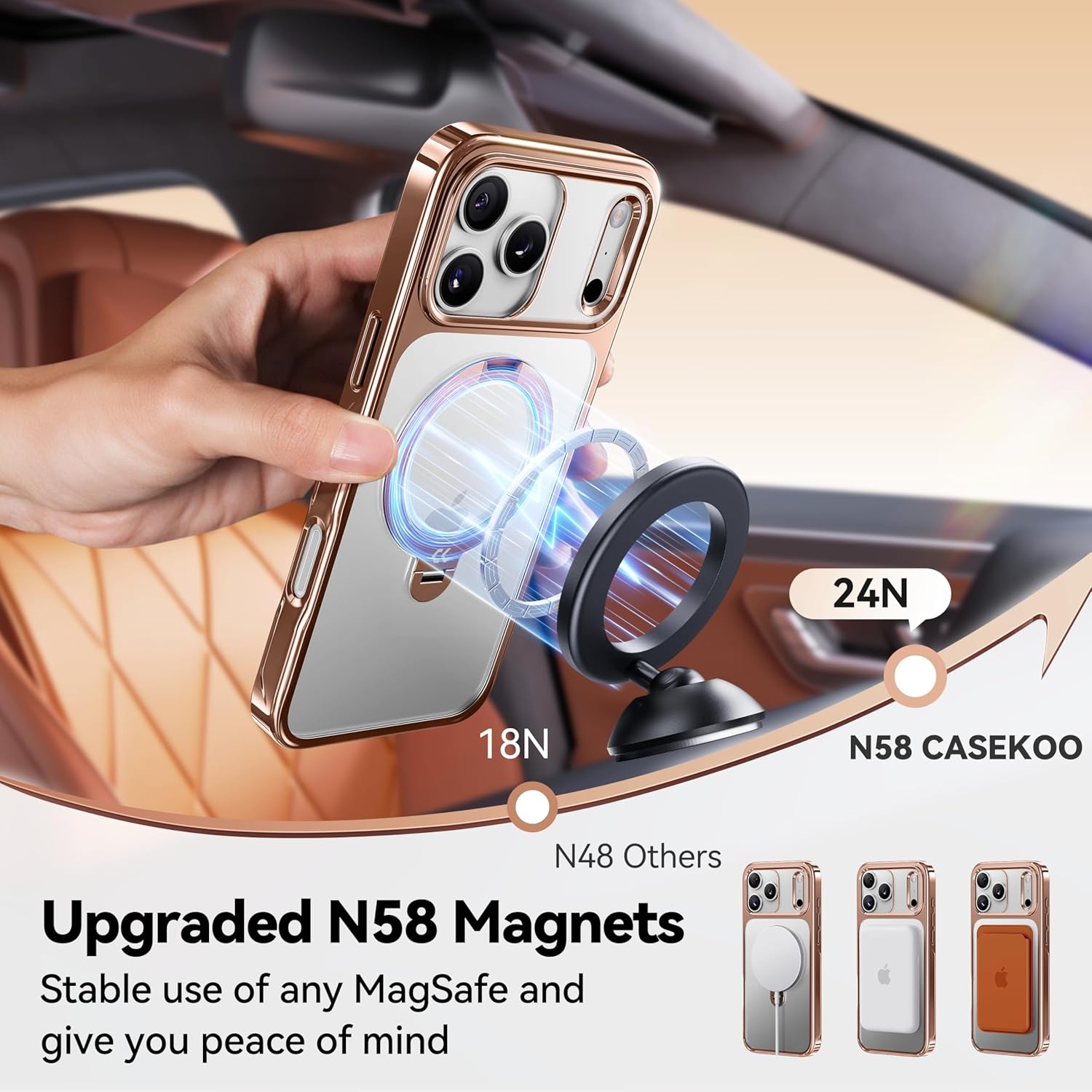 iPhone 17 Pro Max Case with 360 Spin Magnetic Stand