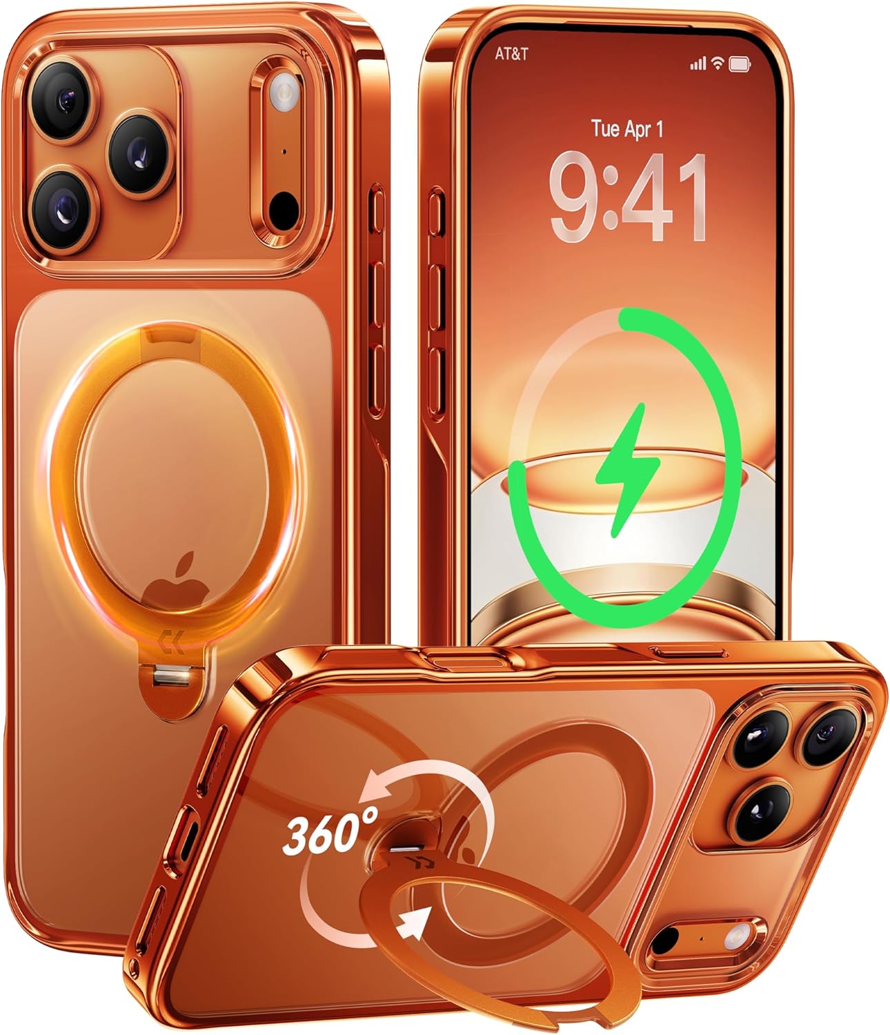 iPhone 17 Pro Max Case with 360 Spin Magnetic Stand