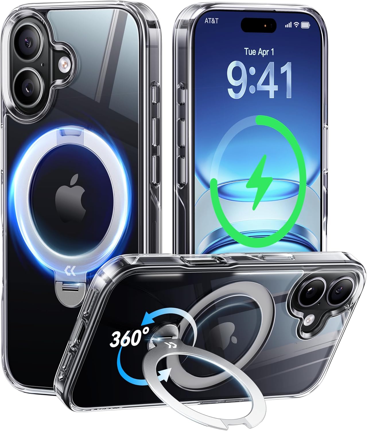 iPhone 17 Pro Max Case with 360 Spin Magnetic Stand