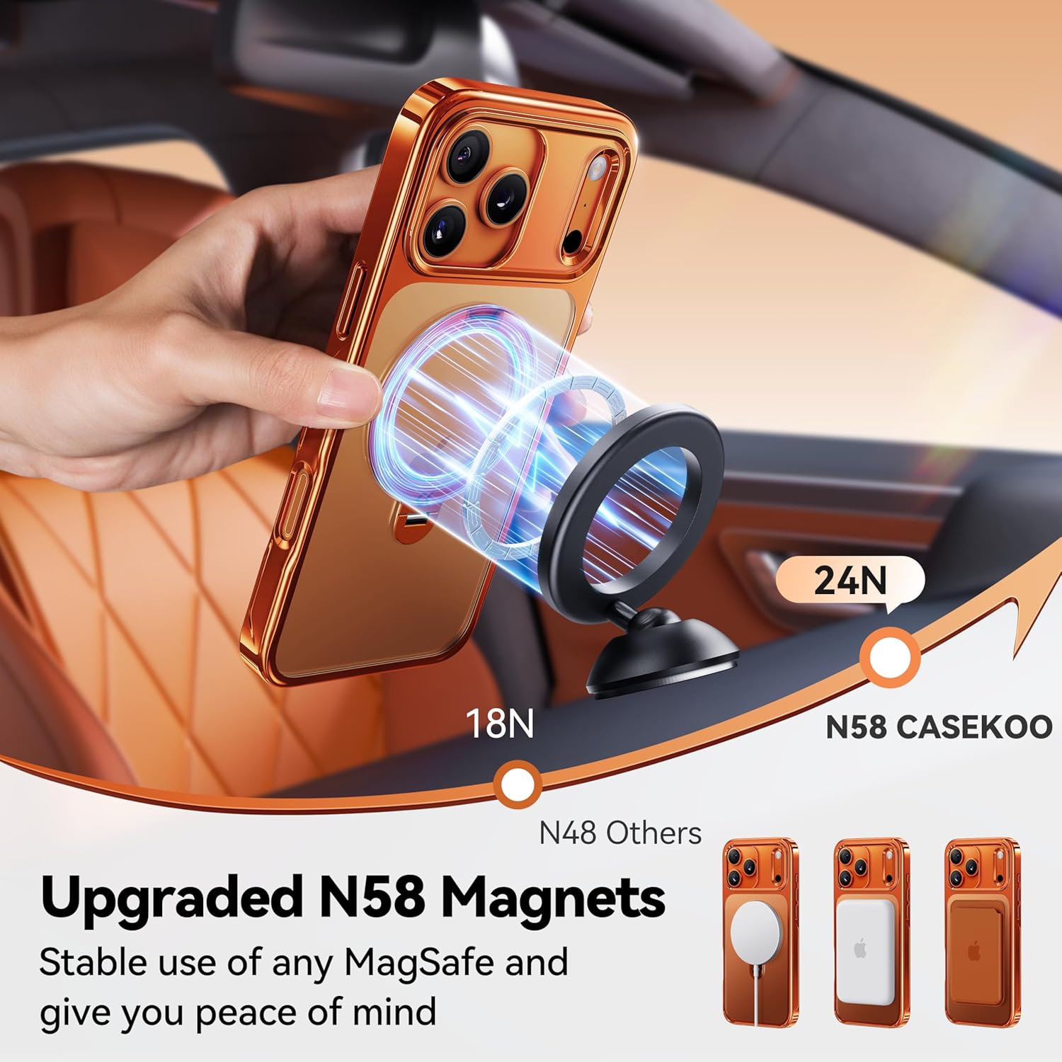 iPhone 17 Pro Max Case with 360 Spin Magnetic Stand