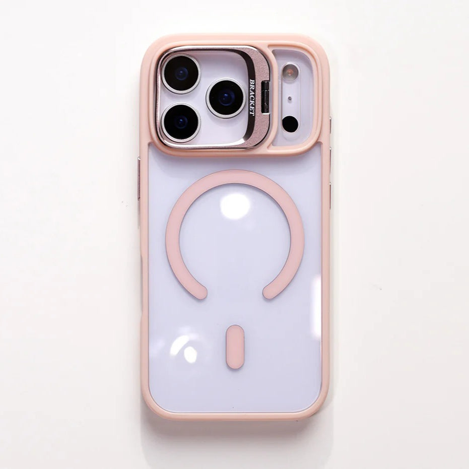 Luxury Magnetic Shockproof Phone Case For iPhone 16 17 Pro Max Plus 16E Funda Stand Glass Lens Protection Cover