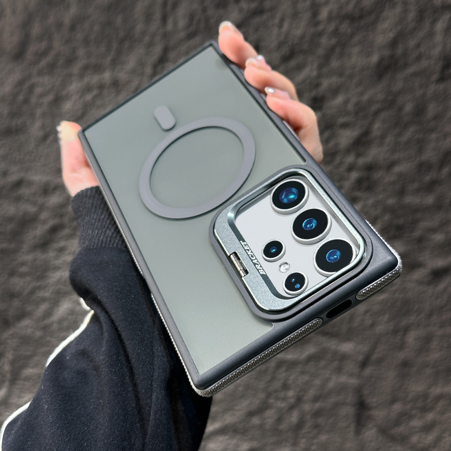 Samsung S25Ultra Magnetic Creative Lens Holder Two-color Anti-drop Phone Case