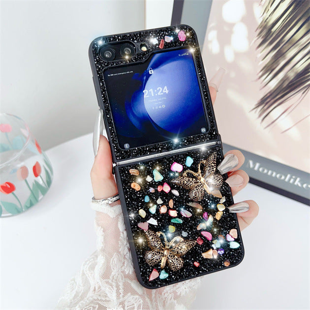 Samsung Z Flip6 Diamond Butterfly Phone Case Luxury Z Flip7 Full Cover