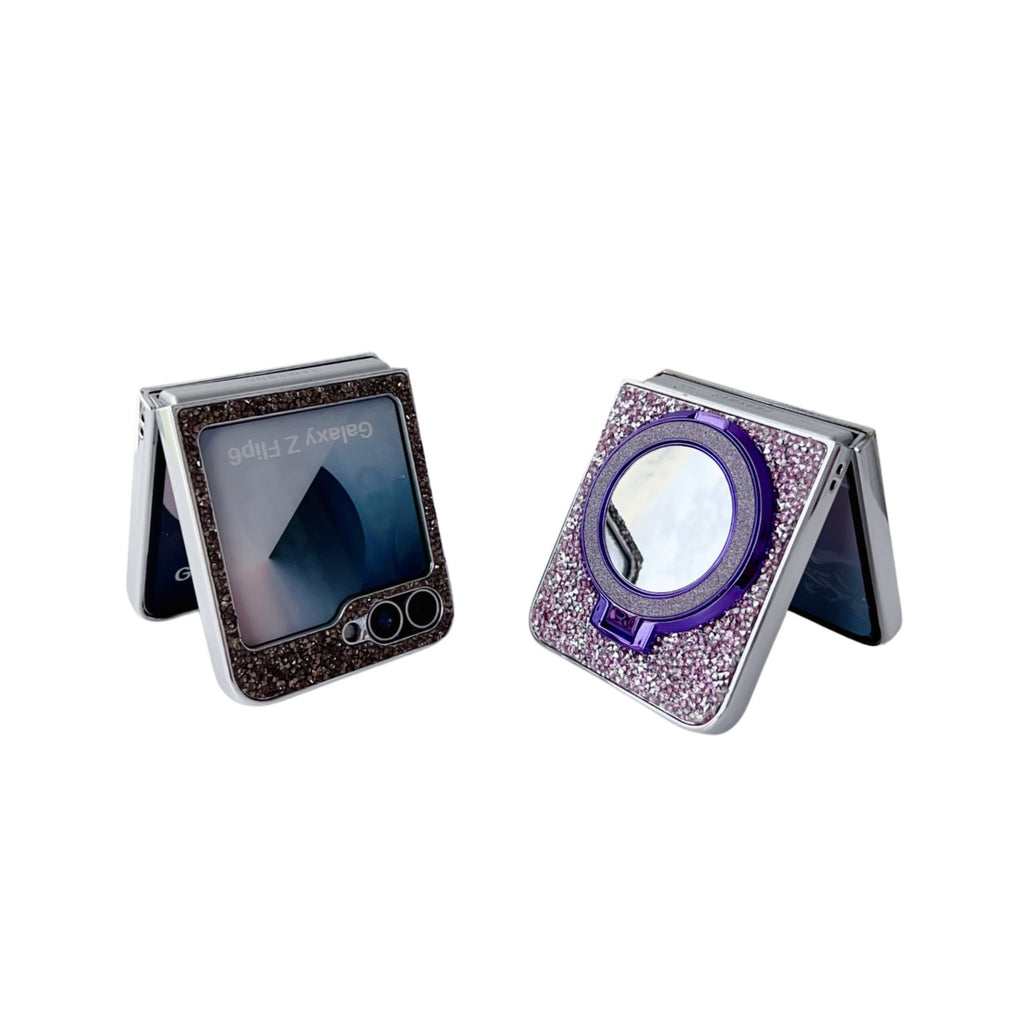 Samsung Z Flip7 Electroplating diamond mirror zflip5/6/7 diamond bracket mobile phone case