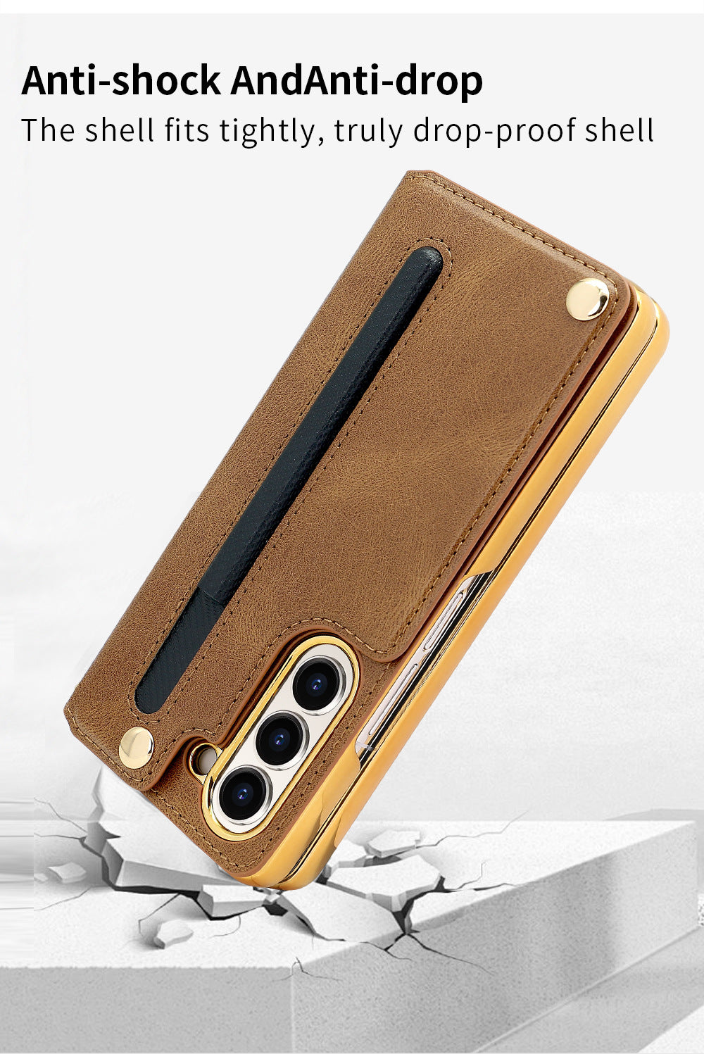Samsung Fold 7/6/5/4 Folding Screen Phone Case with Tempered Glass Bracket and Pen Slot Electroplating Phone Case