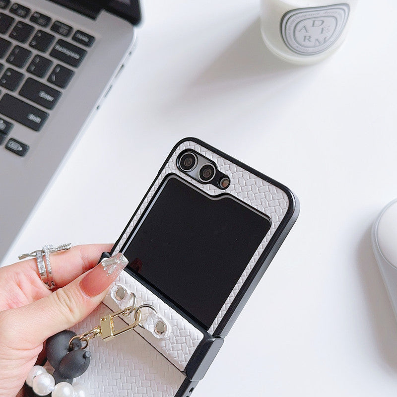 Samsung Z flip series mobile phone case with leather pendant full cover Z flip7/6/5 protective case