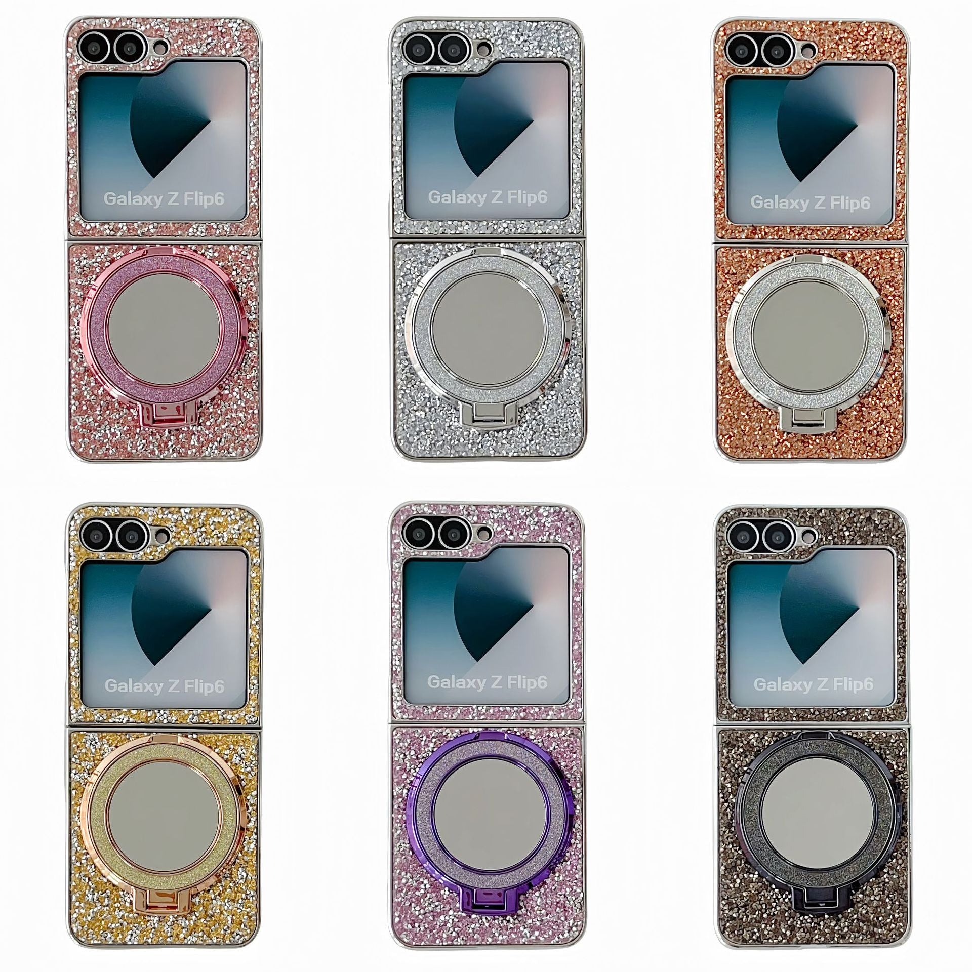 Samsung Z Flip7 Electroplating diamond mirror zflip5/6/7 diamond bracket mobile phone case
