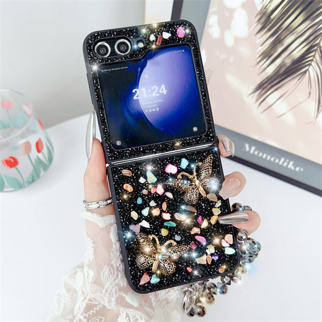 Samsung Z Flip6 Diamond Butterfly Phone Case Luxury Z Flip7 Full Cover