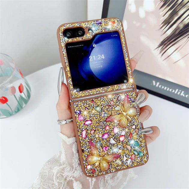 Samsung Z Flip6 Diamond Butterfly Phone Case Luxury Z Flip7 Full Cover
