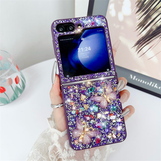 Samsung Z Flip6 Diamond Butterfly Phone Case Luxury Z Flip7 Full Cover