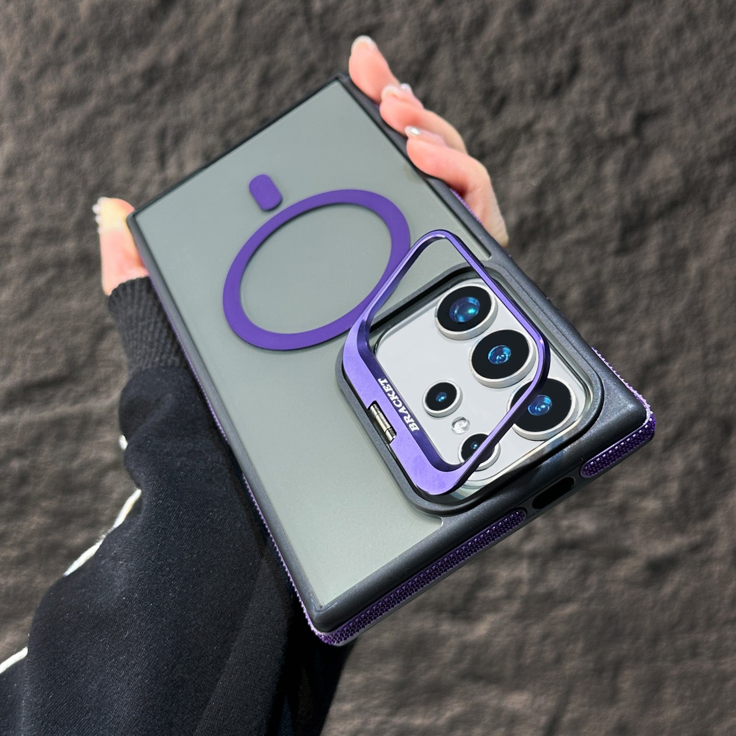 Samsung S25Ultra Magnetic Creative Lens Holder Two-color Anti-drop Phone Case