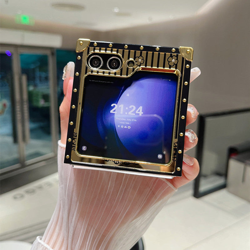 Samsung Z Flip 7/6/5 Electroplated Mirror Rhinestone Butterfly Stand Full Cover Phone Case