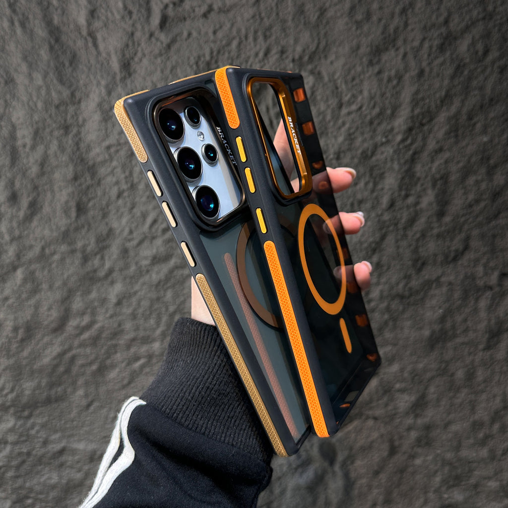 Samsung S25Ultra Magnetic Creative Lens Holder Two-color Anti-drop Phone Case