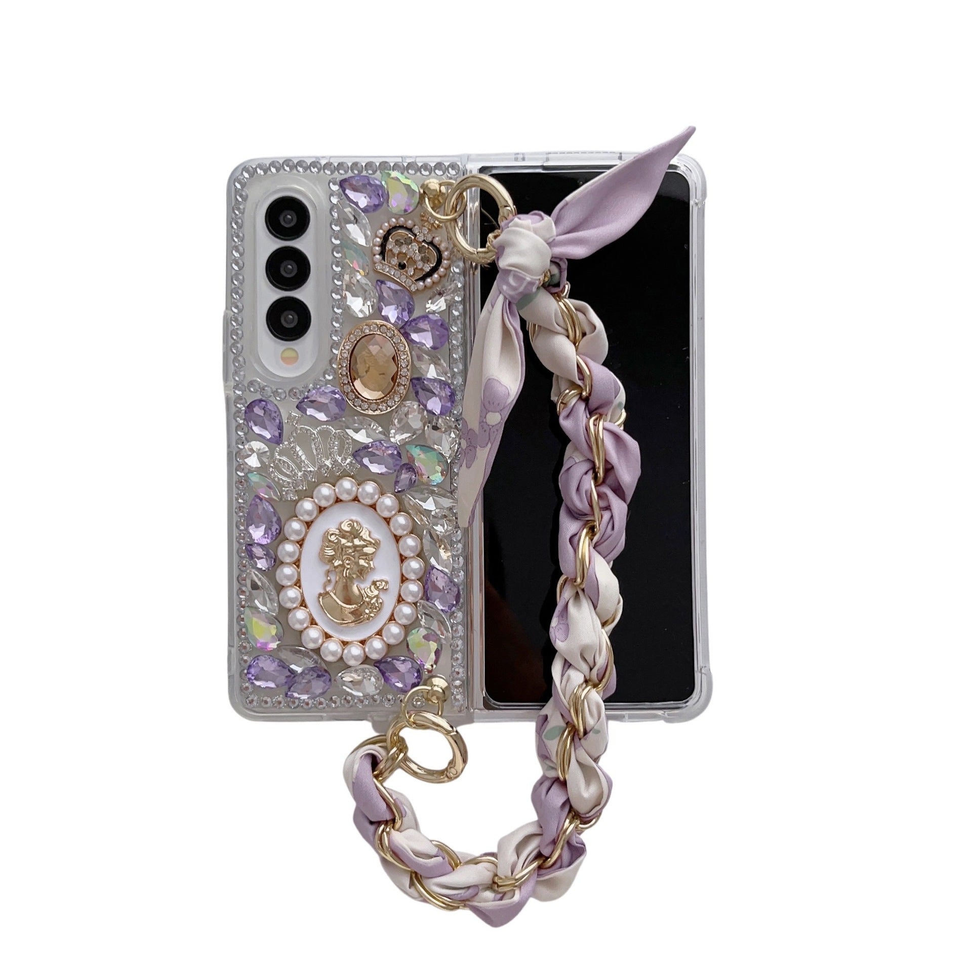 Samsung Z Fold 7/6/5 rhinestone phone case full of diamonds luxury silk scarf all-inclusive