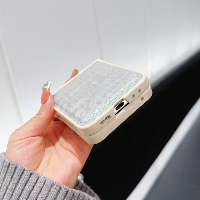 Samsung Z Flip7 Laser Pearlescent Diamond Bow Hanging Phone Case