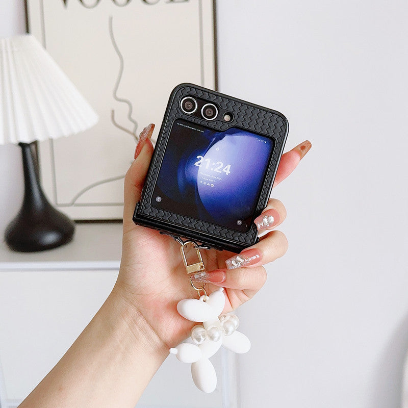 Samsung Z flip series mobile phone case with leather pendant full cover Z flip7/6/5 protective case