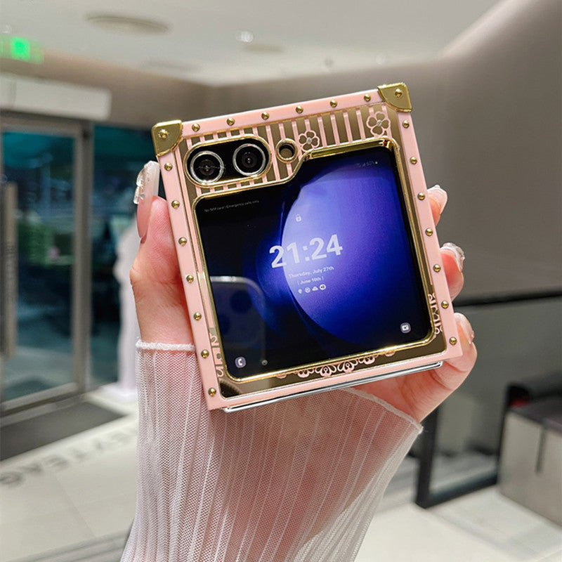 Samsung Z Flip 7/6/5 Electroplated Mirror Rhinestone Butterfly Stand Full Cover Phone Case