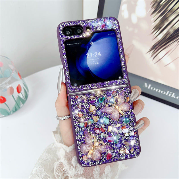 Samsung Z Flip6 Diamond Butterfly Phone Case Luxury Z Flip7 Full Cover