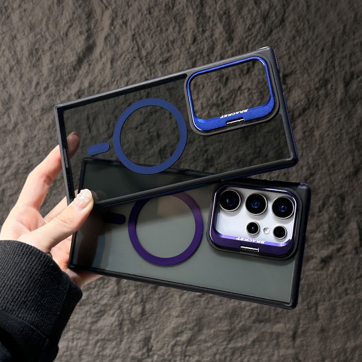 Samsung S25Ultra Magnetic Creative Lens Holder Two-color Anti-drop Phone Case