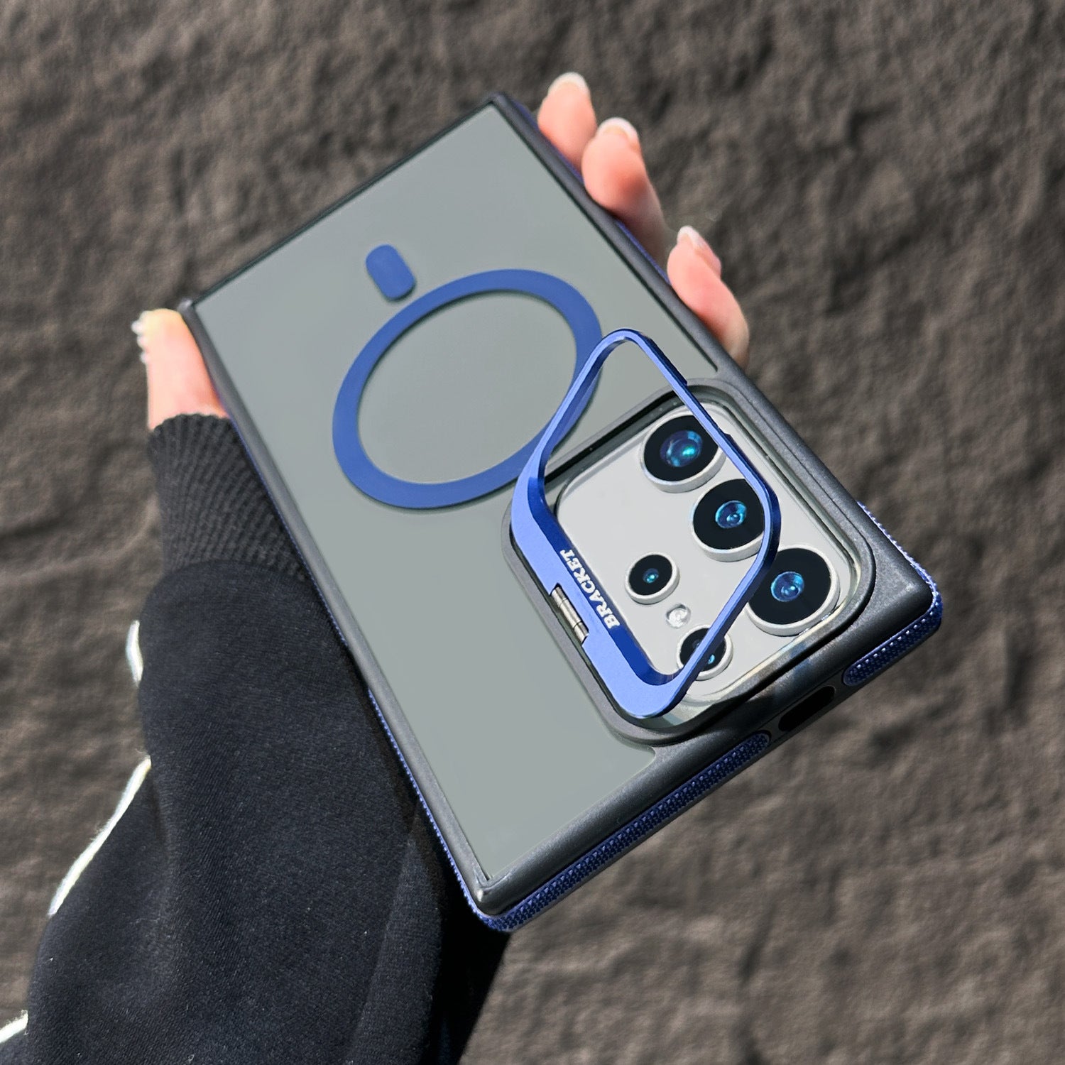 Samsung S25Ultra Magnetic Creative Lens Holder Two-color Anti-drop Phone Case