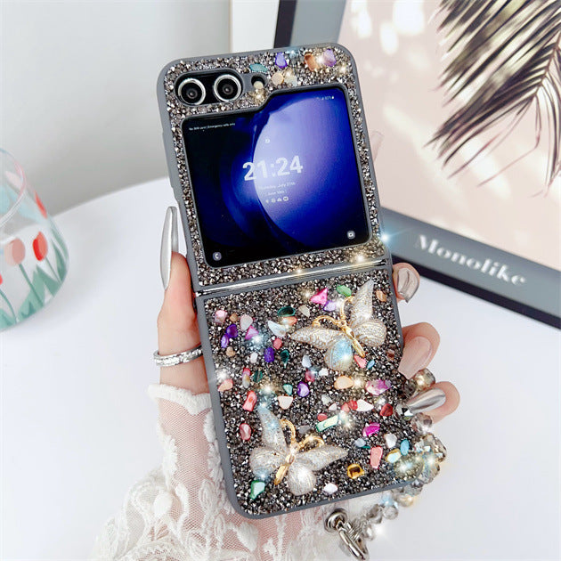 Samsung Z Flip6 Diamond Butterfly Phone Case Luxury Z Flip7 Full Cover