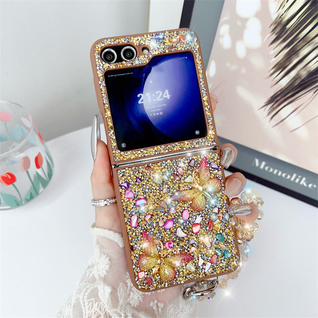 Samsung Z Flip6 Diamond Butterfly Phone Case Luxury Z Flip7 Full Cover