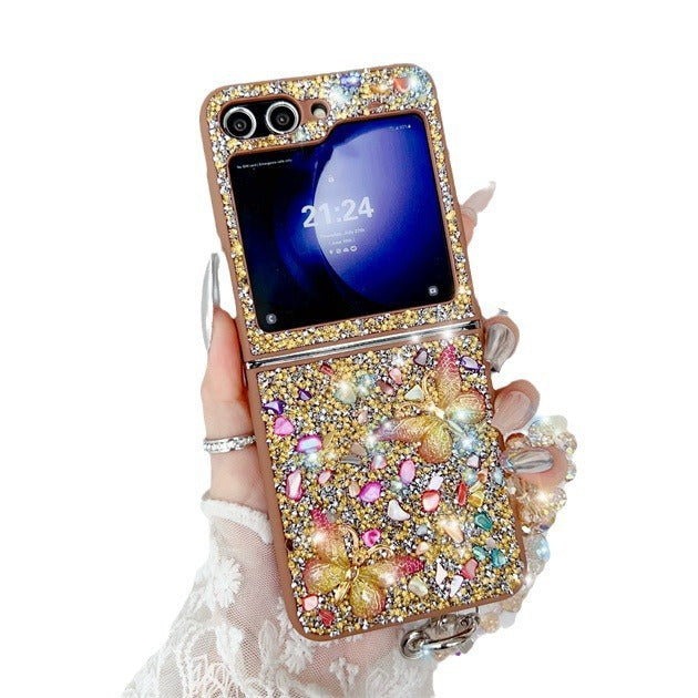 Samsung Z Flip6 Diamond Butterfly Phone Case Luxury Z Flip7 Full Cover