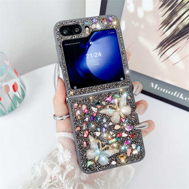 Samsung Z Flip6 Diamond Butterfly Phone Case Luxury Z Flip7 Full Cover
