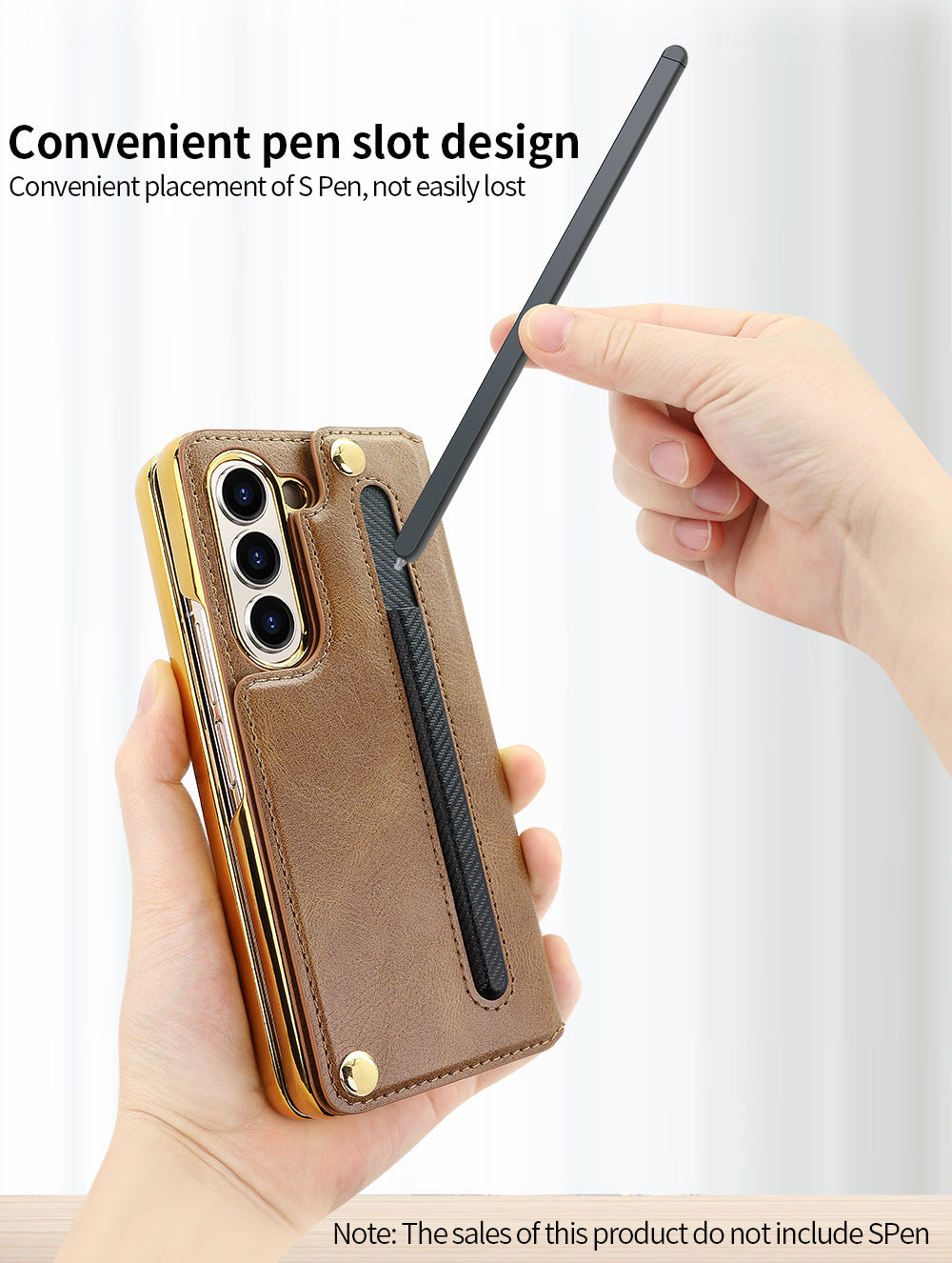 Samsung Fold 7/6/5/4 Folding Screen Phone Case with Tempered Glass Bracket and Pen Slot Electroplating Phone Case