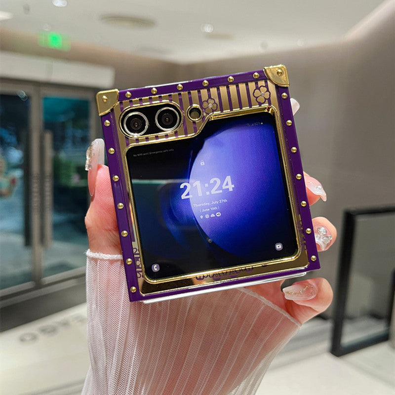 Samsung Z Flip 7/6/5 Electroplated Mirror Rhinestone Butterfly Stand Full Cover Phone Case