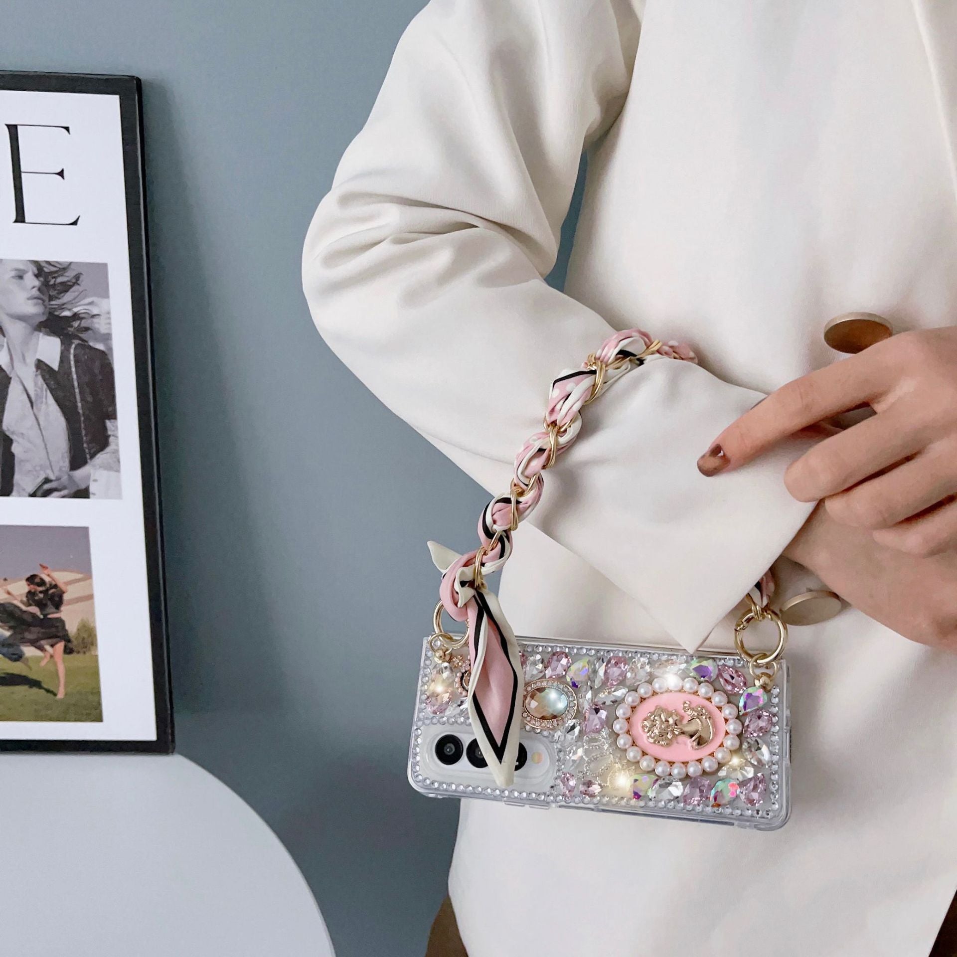 Samsung Z Fold 7/6/5 rhinestone phone case full of diamonds luxury silk scarf all-inclusive