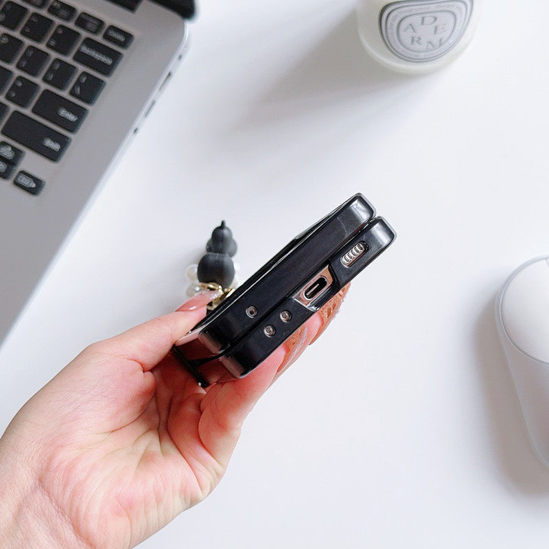 Samsung Z flip series mobile phone case with leather pendant full cover Z flip7/6/5 protective case