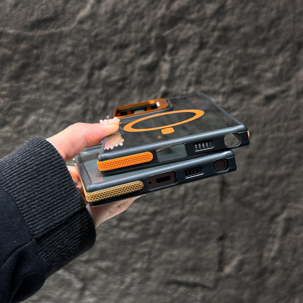 Samsung S25Ultra Magnetic Creative Lens Holder Two-color Anti-drop Phone Case