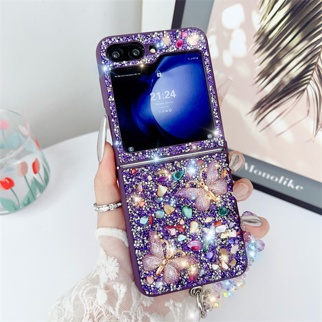 Samsung Z Flip6 Diamond Butterfly Phone Case Luxury Z Flip7 Full Cover