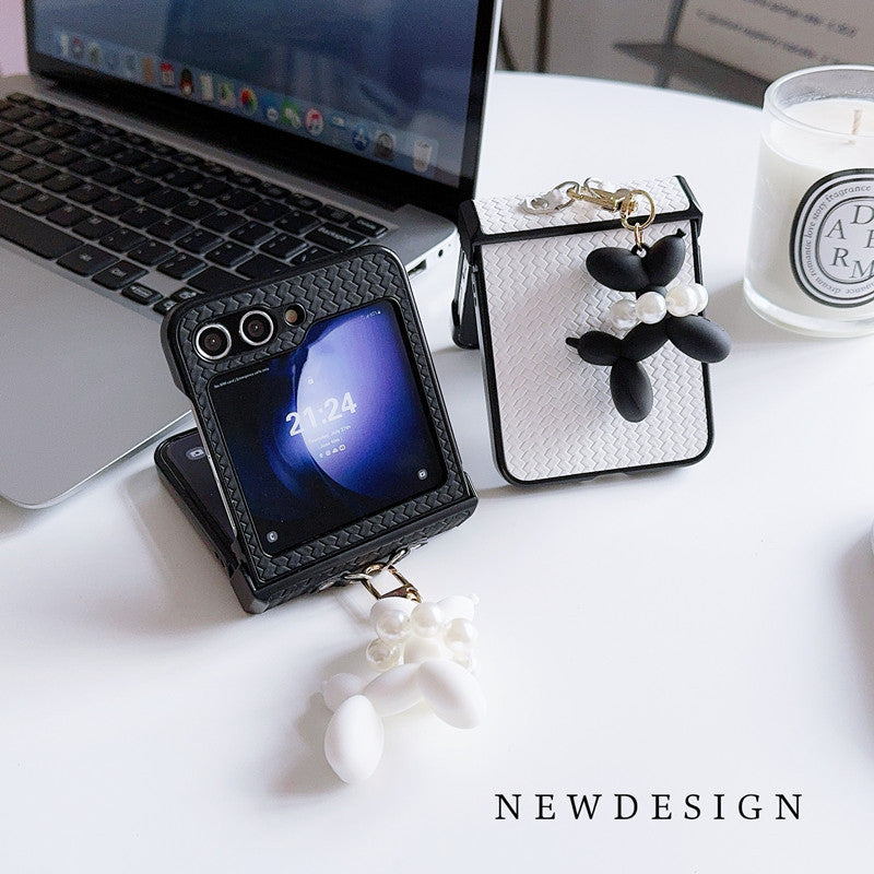 Samsung Z flip series mobile phone case with leather pendant full cover Z flip7/6/5 protective case