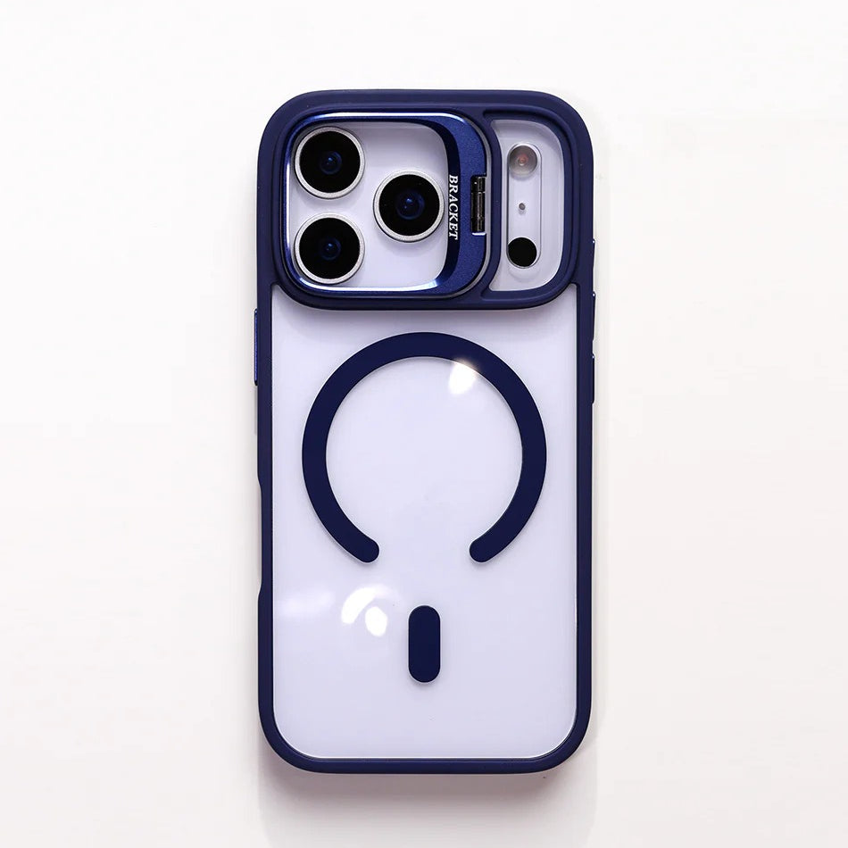 Luxury Magnetic Shockproof Phone Case For iPhone 16 17 Pro Max Plus 16E Funda Stand Glass Lens Protection Cover