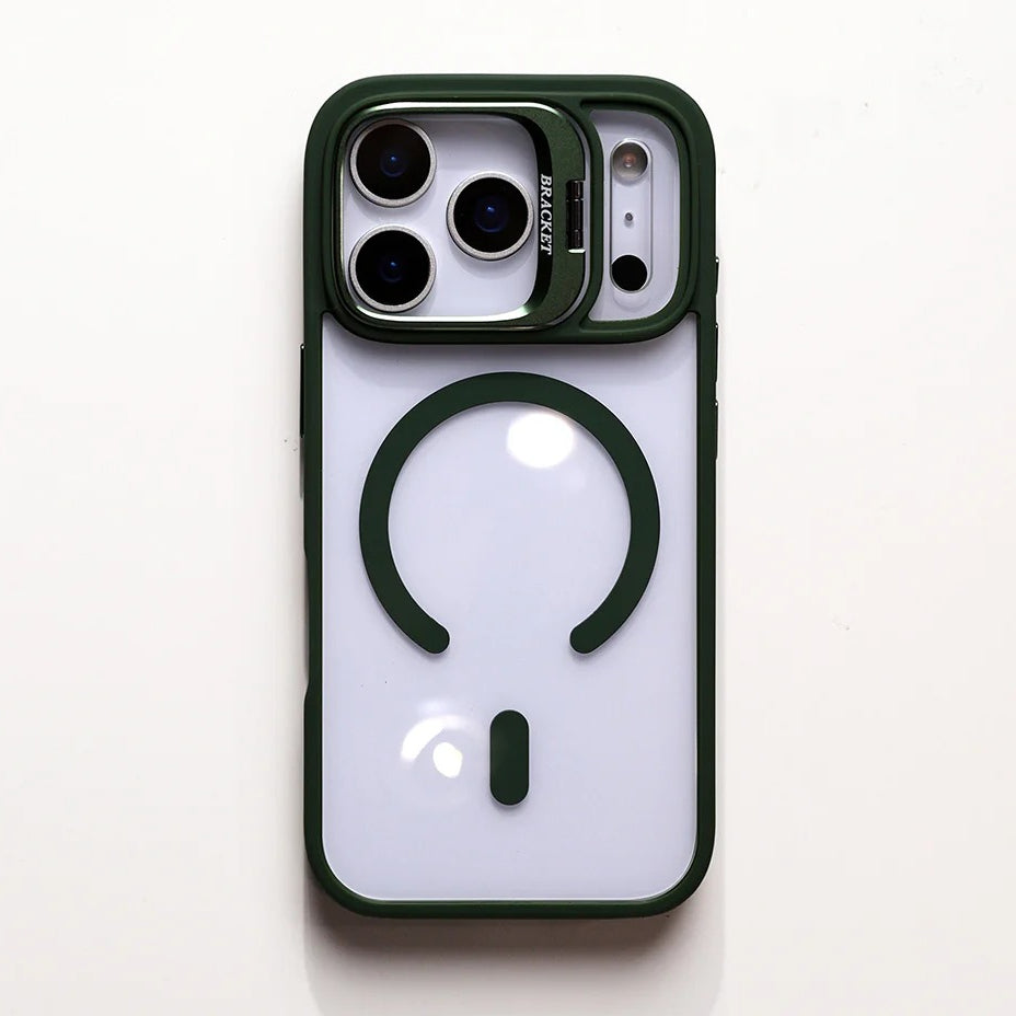 Luxury Magnetic Shockproof Phone Case For iPhone 16 17 Pro Max Plus 16E Funda Stand Glass Lens Protection Cover